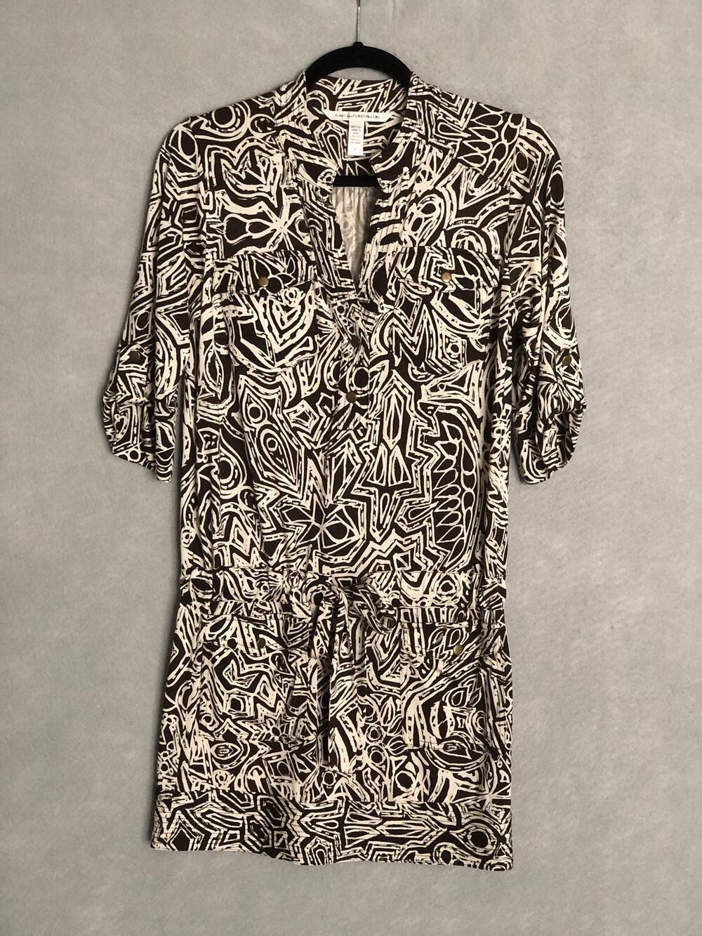 Diane Von Fursternberg Pop-Over Dress Drawstring Brown Women's Size 2